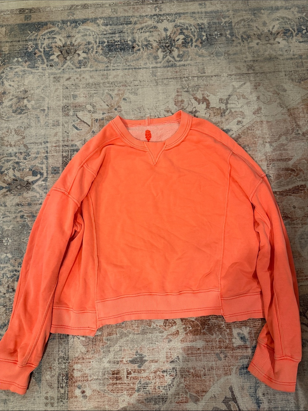 Free People Coral Orange Crewneck Sweatshirt